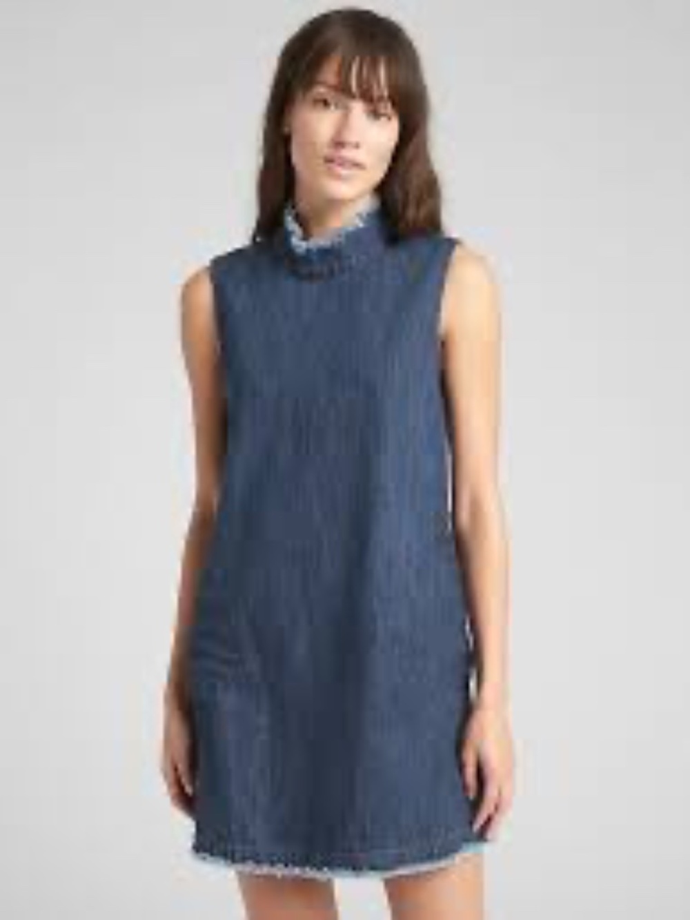 Gap Dark Wash Sleeveless Mockneck Denim Relaxed Fit Shift Dress